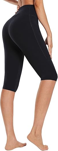 Baleaf Women's High-Waisted Cotton Capri Leggings