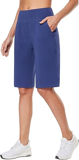 Baleaf Women's Knee-Length Cotton Bermuda Shorts