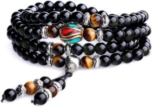 Black Obsidian Stone Bracelet Mala