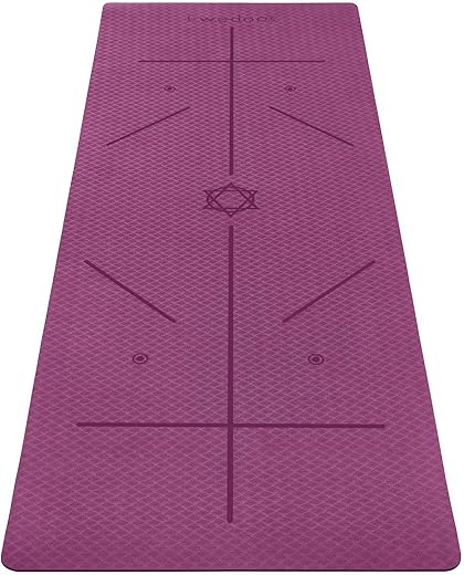 Ewedoos Non-Slip Yoga Mat with Alignment