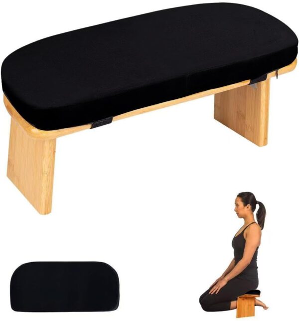 Foldable Bamboo Meditation Bench with Cushion