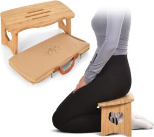 Folding Bamboo Meditation Bench with Chair