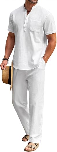 Men's Cotton Linen Set and Pants