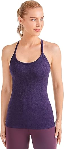 Seamless Racerback Sports Tank with Built-in Bra