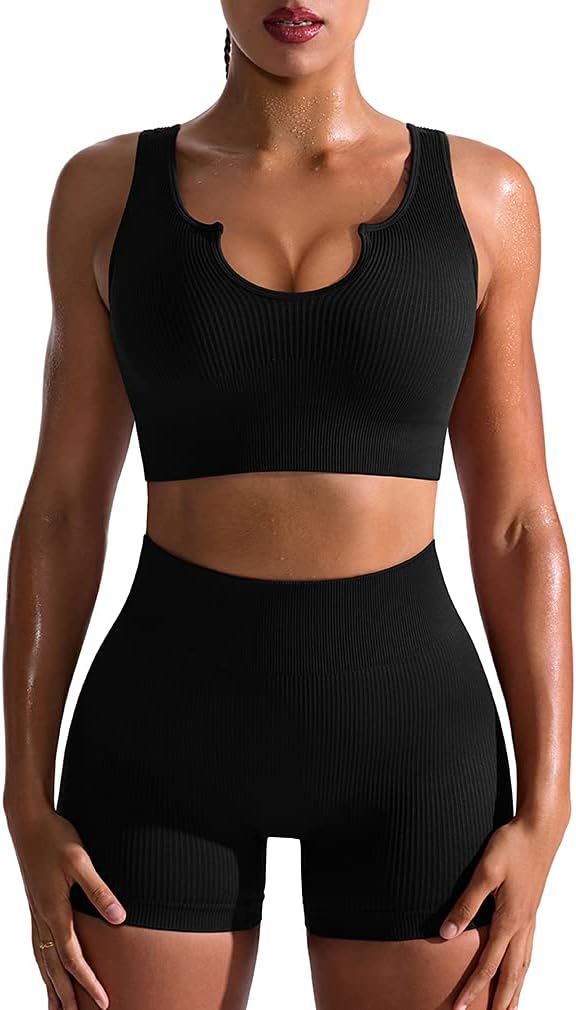 Seamless Ribbed Leggings and Sports Bra