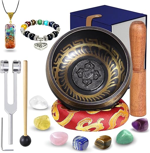 Tibetan Singing Bowl Set with Chakra Accessories