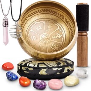 Tibetan Singing Bowl Set with Crystals