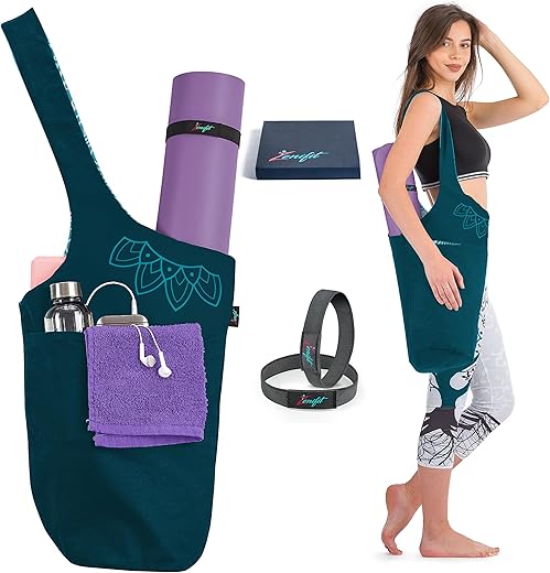 Yoga Mat Bag with Pockets and Strap